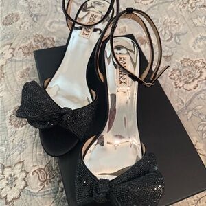 Badgley Mischka Black Heels with Sparkly Bow